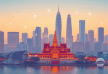 Thailand Web3 Market Map 2025: Exchanges, Banks, Custodians, and Law Firms Executive style digital illustration of a futuristic Bangkok skyline in 2025