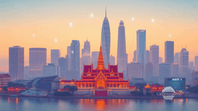 Thailand Web3 Market Map 2025: Exchanges, Banks, Custodians, and Law Firms Executive style digital illustration of a futuristic Bangkok skyline in 2025